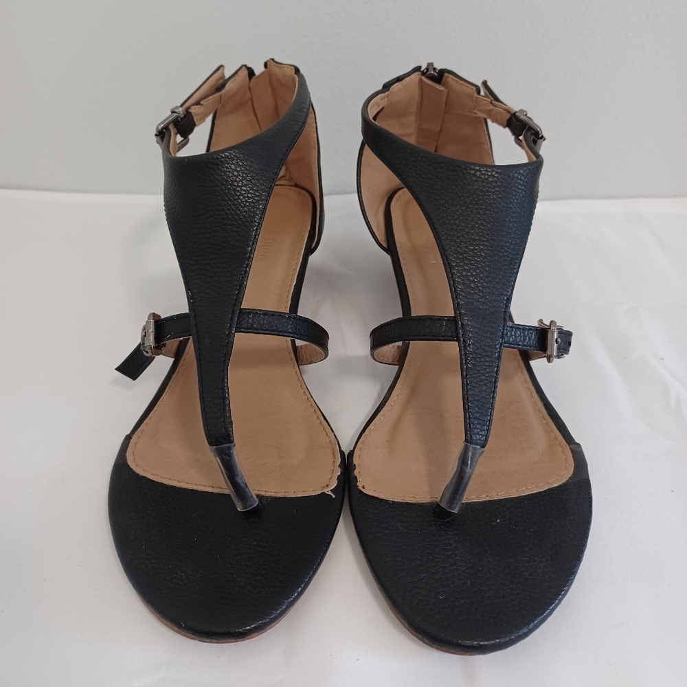 CATHERINE MALANDRINO womens black wedge sandals  size 9